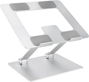 Amazon Basics Sturdy and Portable Ergonomic Laptop Stand for Desk, Height Adjustable Riser