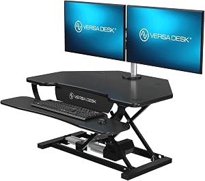 VERSADESK PowerPro 36" Corner Standing Desk Converter, 36 Inch Motorized Height-Adjus