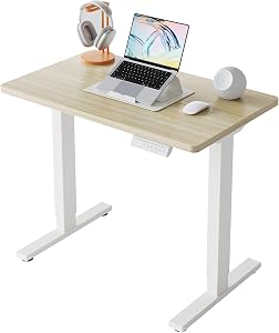 HUANUO 32 x 19 inch Small Electric Standing Desk for Small Space & Walking Pad, Height