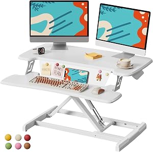 JOY worker Standing Desk Converter, 32" Height Adjustable Sit Stand Up Desk Riser wit