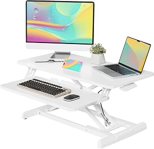 JOY worker Standing Desk Converter, 32" Wide Height Adjustable Sit Stand Up Desk Rise