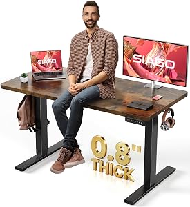 SIAGO Electric Standing Desk Adjustable - 48 x 24 Inch Sit Stand up Desk with 0.8 Inch Thi