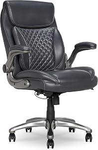 Amazon Basics Ergonomic Executive Office Chair with Adjustable Lumbar Support, Flip-up Arm