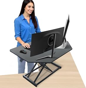 Aconcept 34 inch Black Corner Height Adjustable Standing Desk Converter, One-Click Sit to 