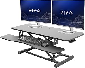 VIVO 42 inch Desk Converter, K Series, Height Adjustable Sit to Stand Riser, Dual Monitor