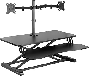 VIVO Height Adjustable 32 inch Standing Desk Converter with Dual 13 to 30 inch Monitor Sta