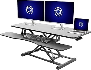 VIVO 48 inch Desk Converter, K Series, Height Adjustable Sit to Stand Riser, Dual Monitor 