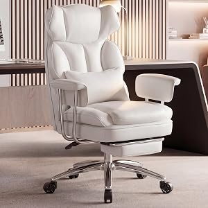 DUMOS Home Office Desk Executive Chair - Ergonomic Big Tall High Back with Footrest & 