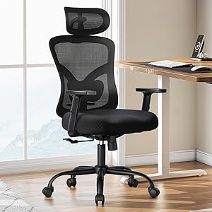 Marsail Ergonomic Office Chair Ergonomic Gaming Chair with Lumbar Support, 2D Headrest, Ad