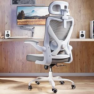 Ergonomic Office Chair: White Computer Desk Chair Comfy Gaming Chair for Adults - Office C