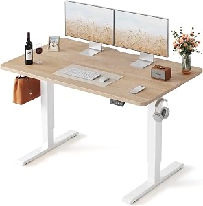 FEZIBO Standing Desk, 48 × 24 Inches Electric Height Adjustable, Sit and Stand Up, Compute