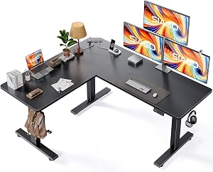 SIAGO L-Shaped Standing Desk - 63 x 55 Inch Adjustable Corner Standing Desk with Charging 