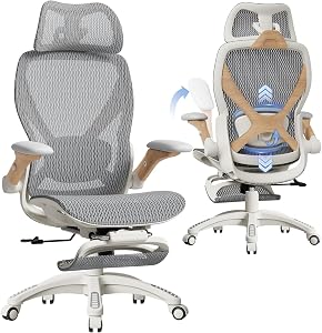 ELABEST X100 Ergonomic Office Chair with Footrest, Big and Tall Home Desk Chair with 5D Fl