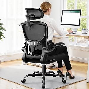 ALLGOD Ergonomic Office Chair, Mesh Desk Chair with Lumbar Support, High Back Home Office 