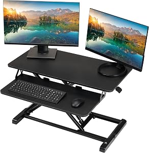 TechOrbits Standing Desk Converter - 32 Inch Adjustable Sit to Stand Up Workstation, Parti