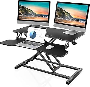FITUEYES Height Adjustable Standing Desk 32” Wide Sit to Stand Converter Stand Up Desk Tab