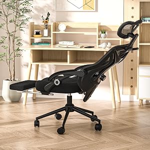 Ergonomic Office Chair - Adjustable Lumbar & Headrest, 90-160° Reclining with Footrest