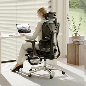 FLEXISPOT ErgoX Premium Ergonomic Office Chair with Footrest - Adjustable 3D Armrests, Dyn