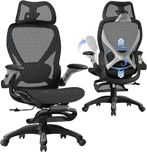 ELABEST X100 Ergonomic Mesh Office Chair with Footrest, Big and Tall Hone Desk Chair with 