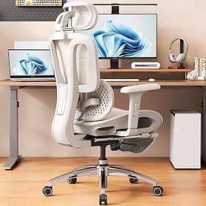 Vonesse Ergonomic Office Chair with Footrest, Desk Chairs with Adjustable 3D Headrest and 